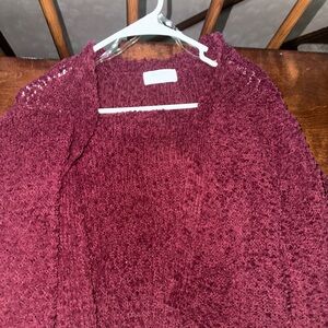 Zenana Outfitters Red Cardigan Sweater with Textured Knit